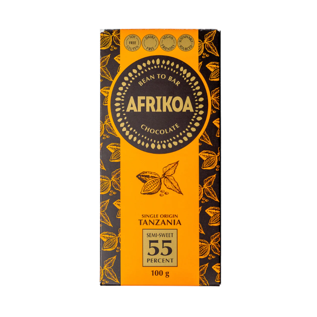 AFRIKOA CHOCOLATE 55% SEMI-SWEET 100G