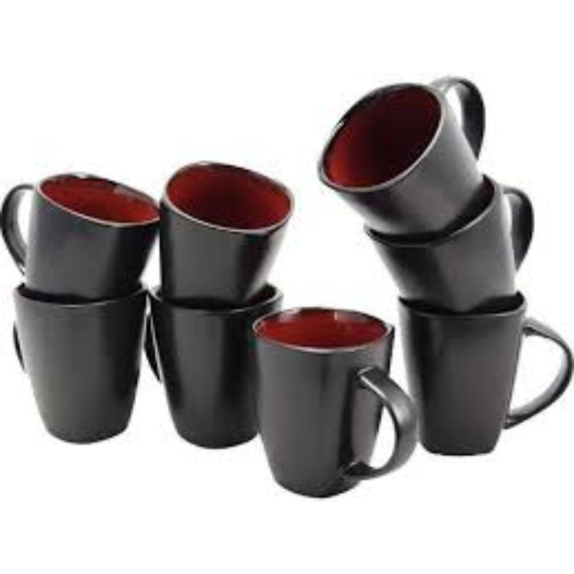 BLACK STONEWARE MUG /6PCS