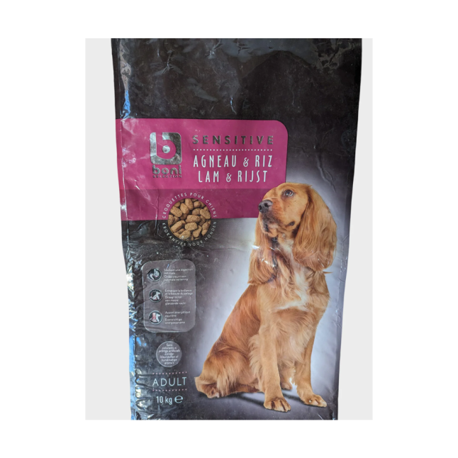 &BONI SENSITIVE AGNEAU&RIZ LAM&RISST/CROQUETTES POUR CHIENS 10KG