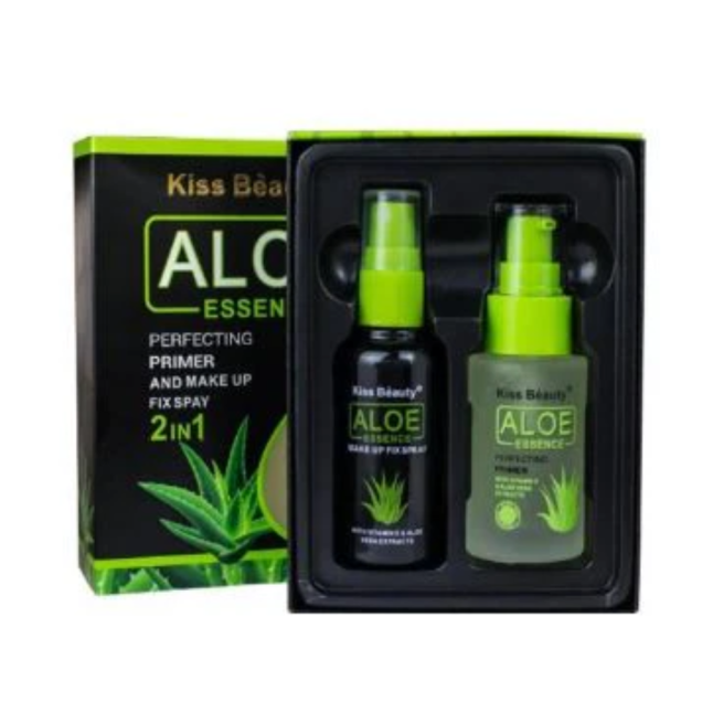 KISS BEAUTY ALOE ESSENCE PERFECTING PRIMER AND MAKE UP FIX SPRAY 2 IN 1