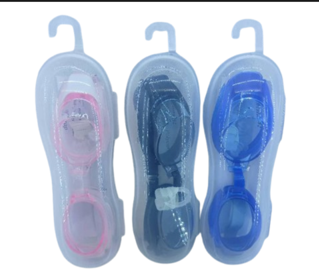 Swimming goggles 🥽 (Black 🖤, Pink 🩷, 💙)1 goggle of it.