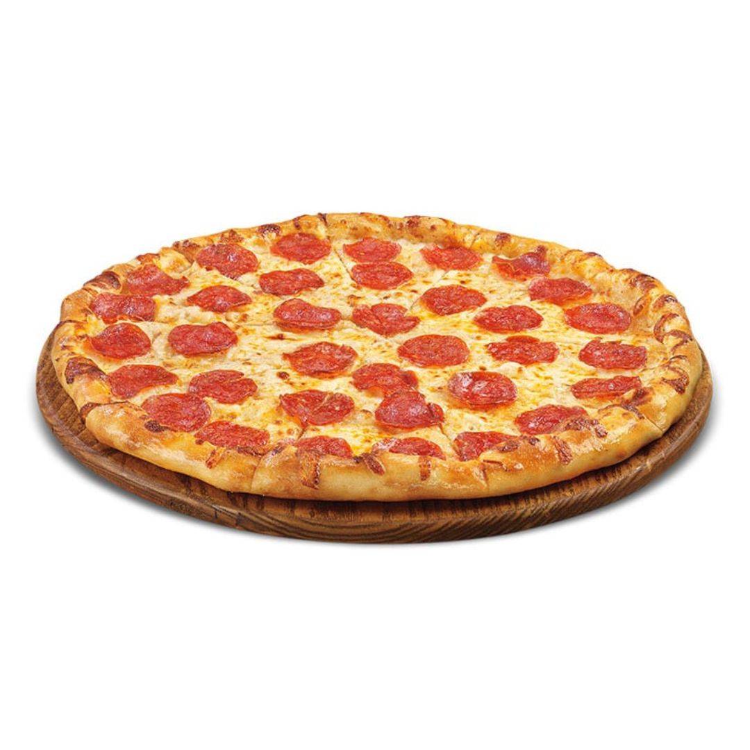PEPPERONI PIZZA REGULAR
(Pepperoni, Black Olives & Cheese)