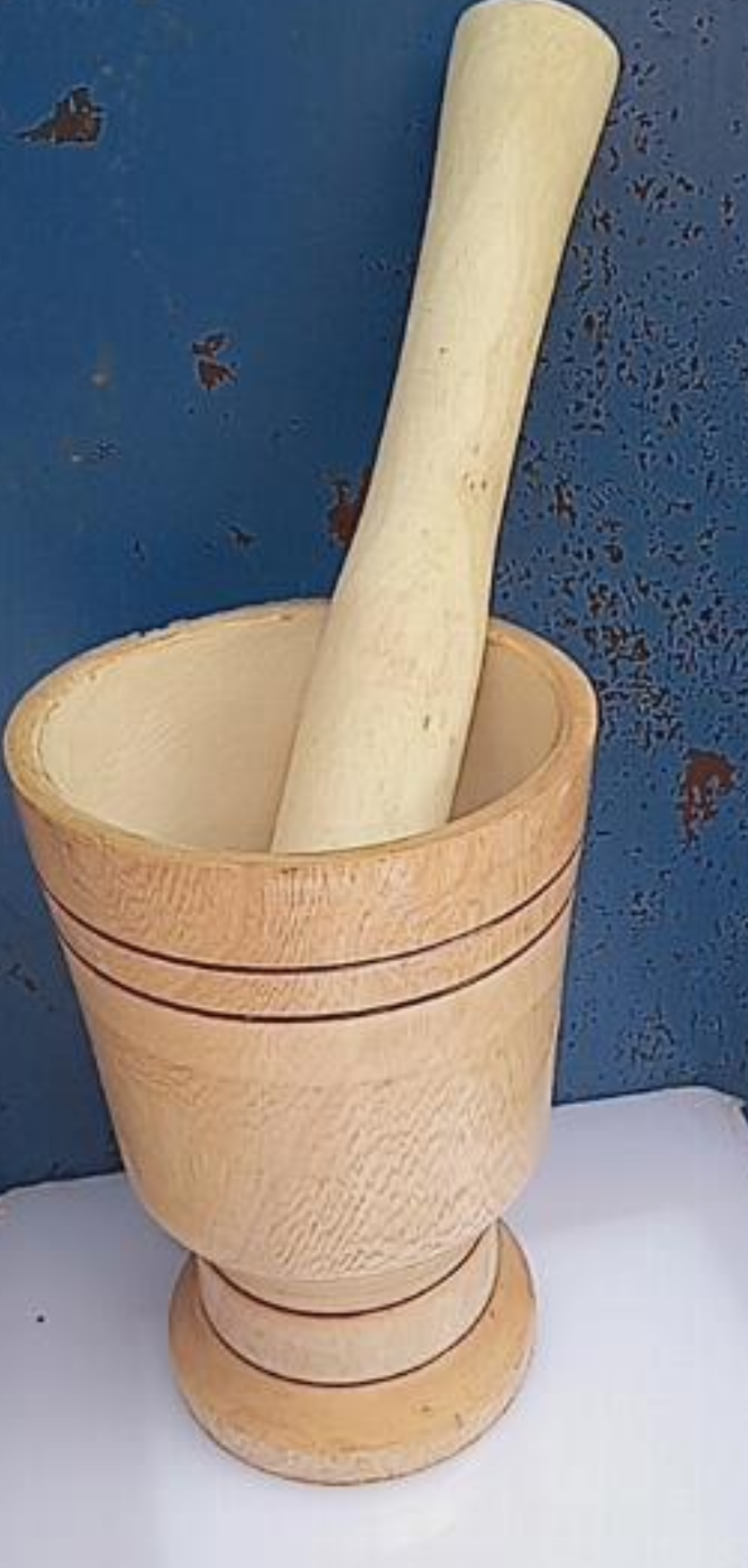 Wooden mortal and pestle
