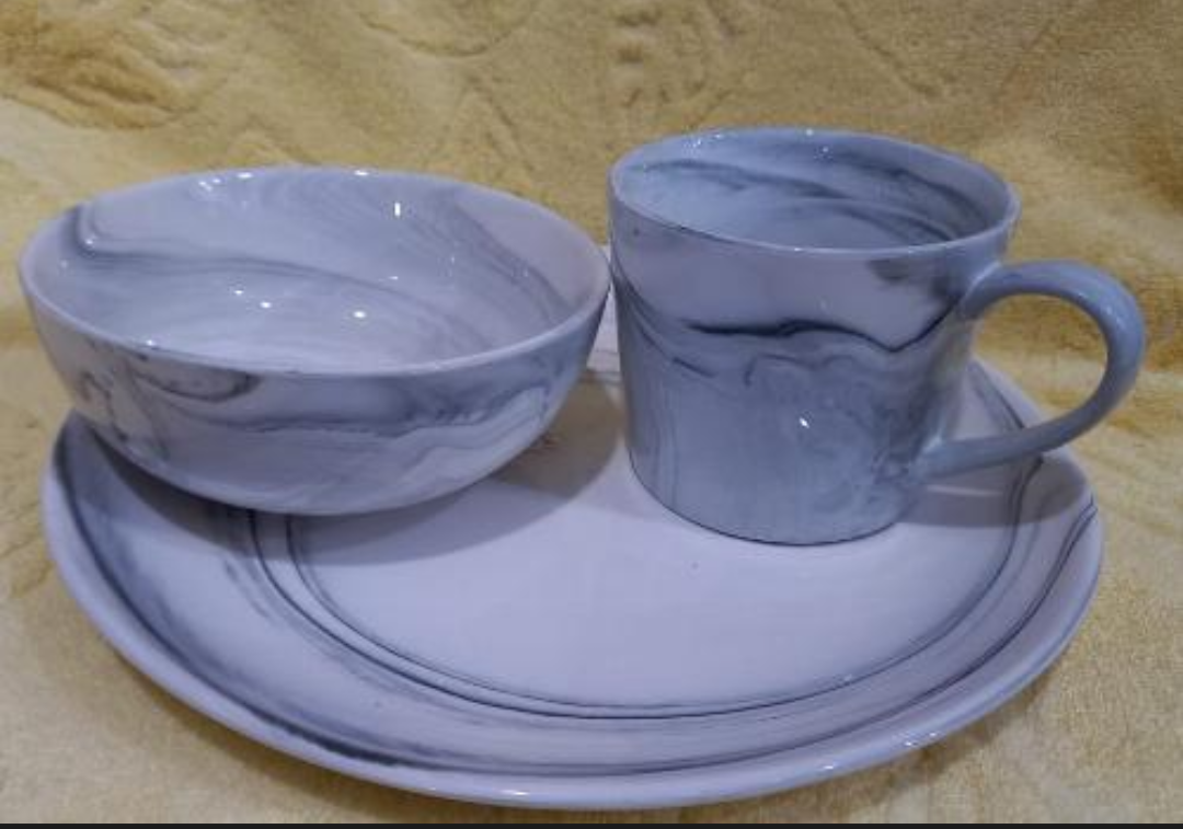 Ceramic cup-plate and bowl