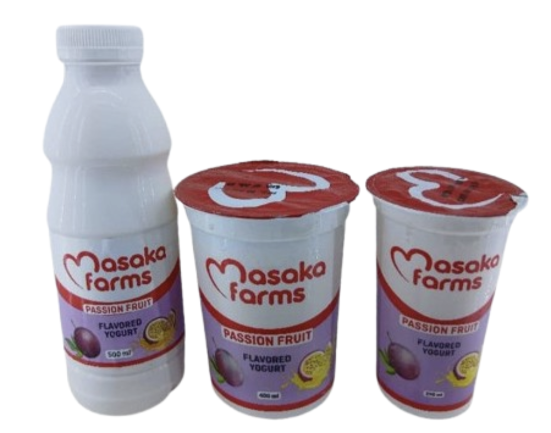 Masaka farms passion fruit flavoured yoghurt 1L