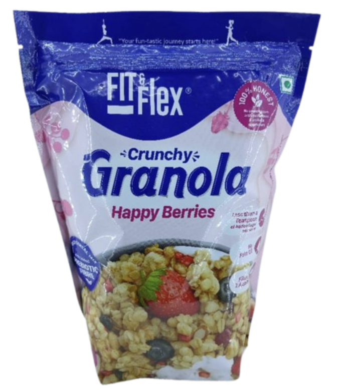 Fit& Flex crunchy granola happy Barries zero cholesterol 450 gr