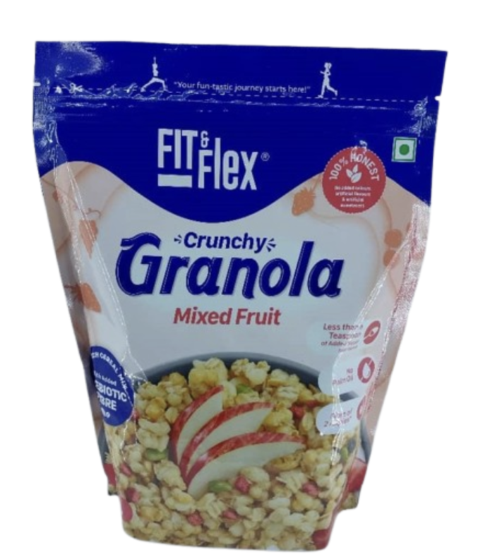 Fit& Flex crunchy granola mixed fruit zero cholesterol 450