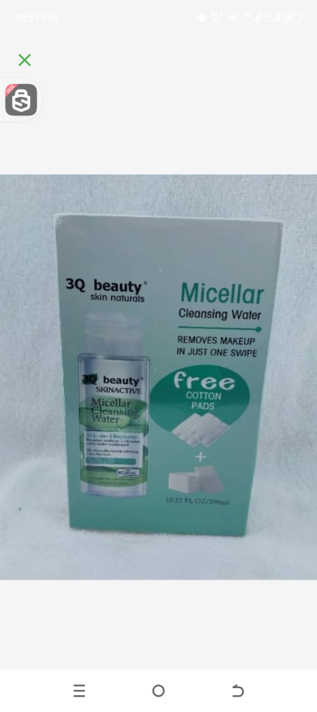 3q beauty micellar cleansing water with Free cotton pads