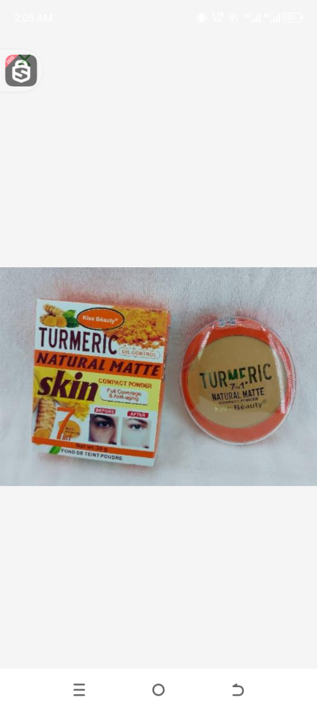 Kiss beauty turmeric natural matte skin 7 in 1 compact powder 30gr