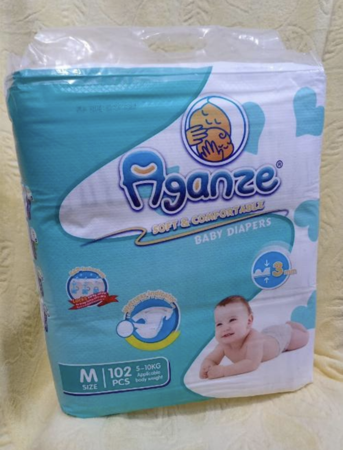 AGANZE Soft & Comfortable Baby Diaper M (5-10) 102pcs