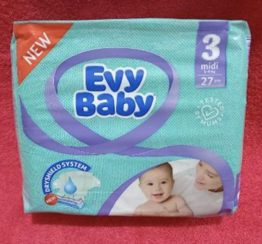 Evy Baby Diapers N3 (5-9kg) 64pcs