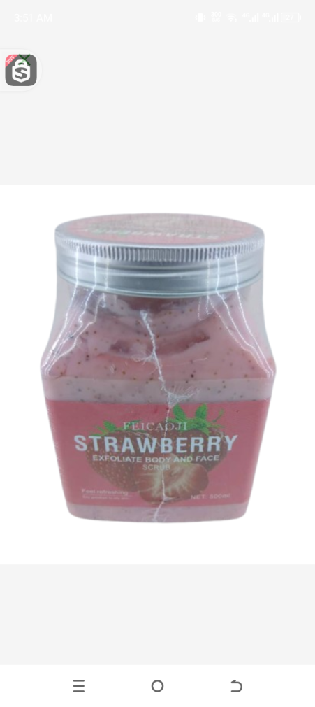Strawberry exfoliate body and face scrub 500ml