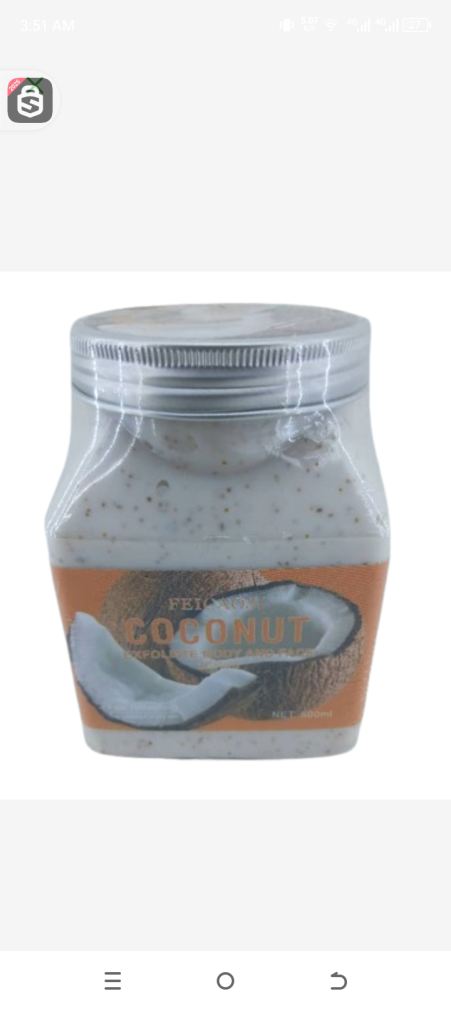 Coconut exfoliate body and face scrub  500ml