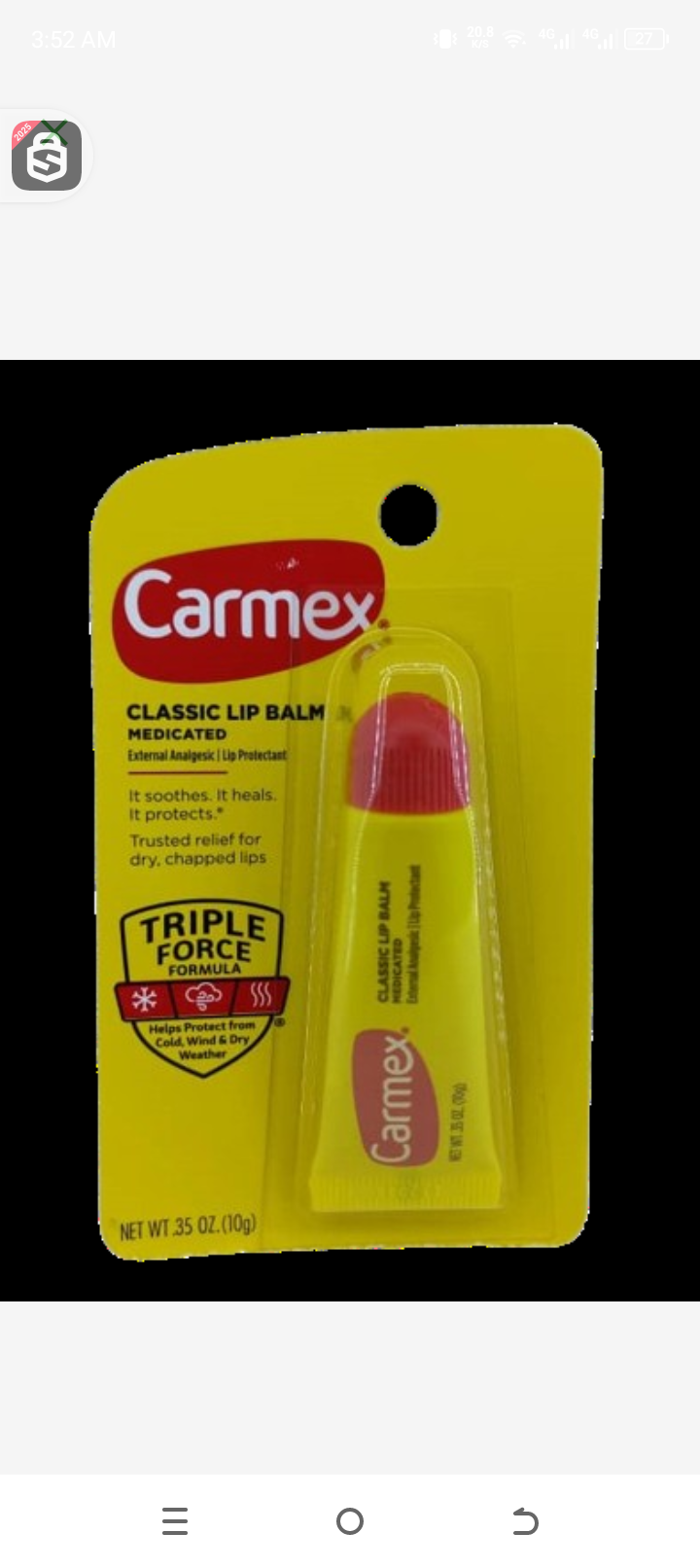 Carmex classic lip balm medicated triple force 10g