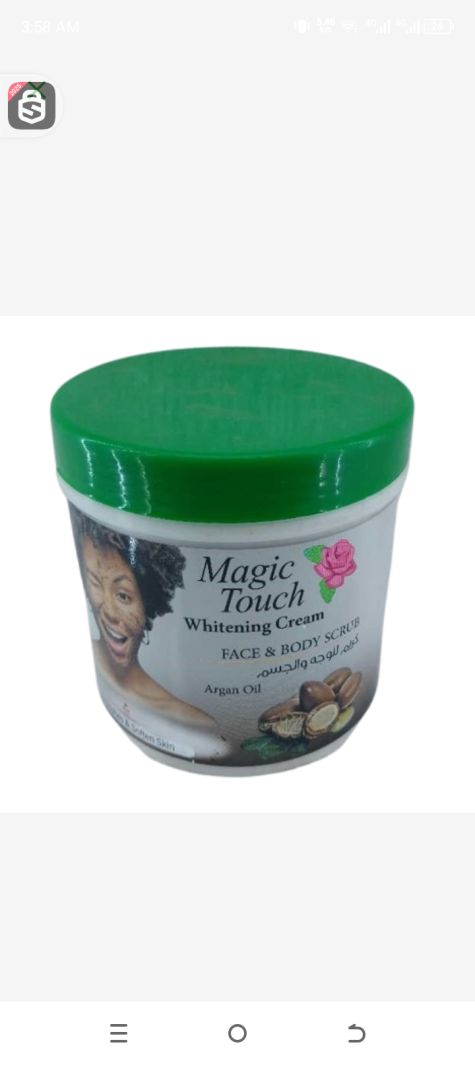 Magic touch whitening cream face and body scrub argan oil