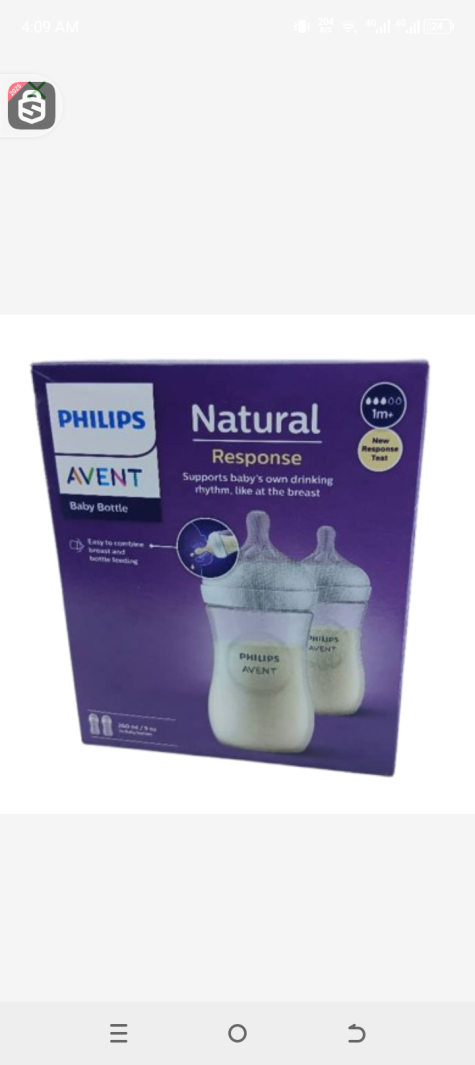 Philips Avent baby bottle feeding 1m. +260ml