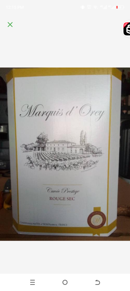Marquis D'orey Rouge sec 5L dry wine with 40%Alc