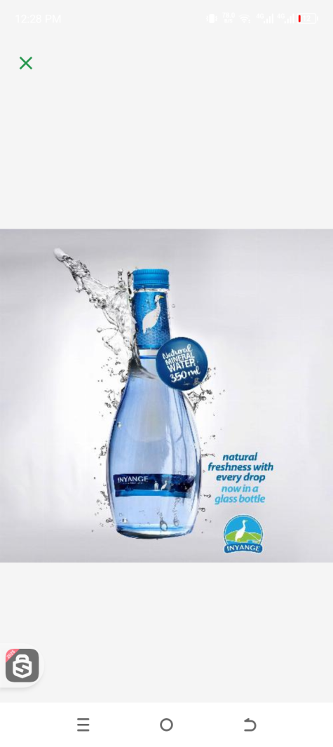 Inyange Mineral water in a glass bottle 75cl