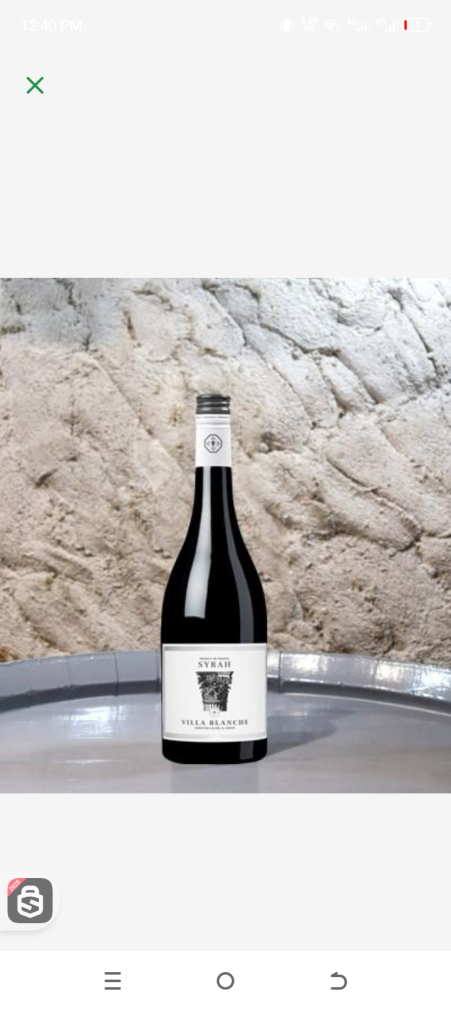 Villa Blanche syrah 75cl dry wine with 14.5%Alc
