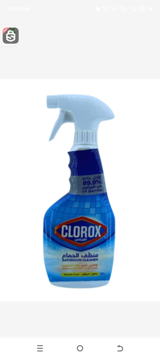 Clorox bathroom cleaner kills 99,9% germs 500ml