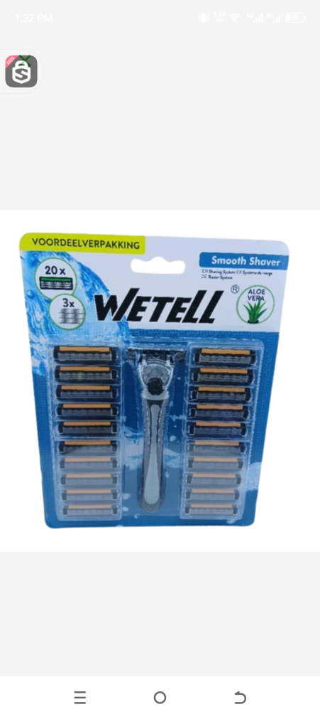 Wetell triple blades smooth shaver aloe vera 1handle + 20Cartridges
