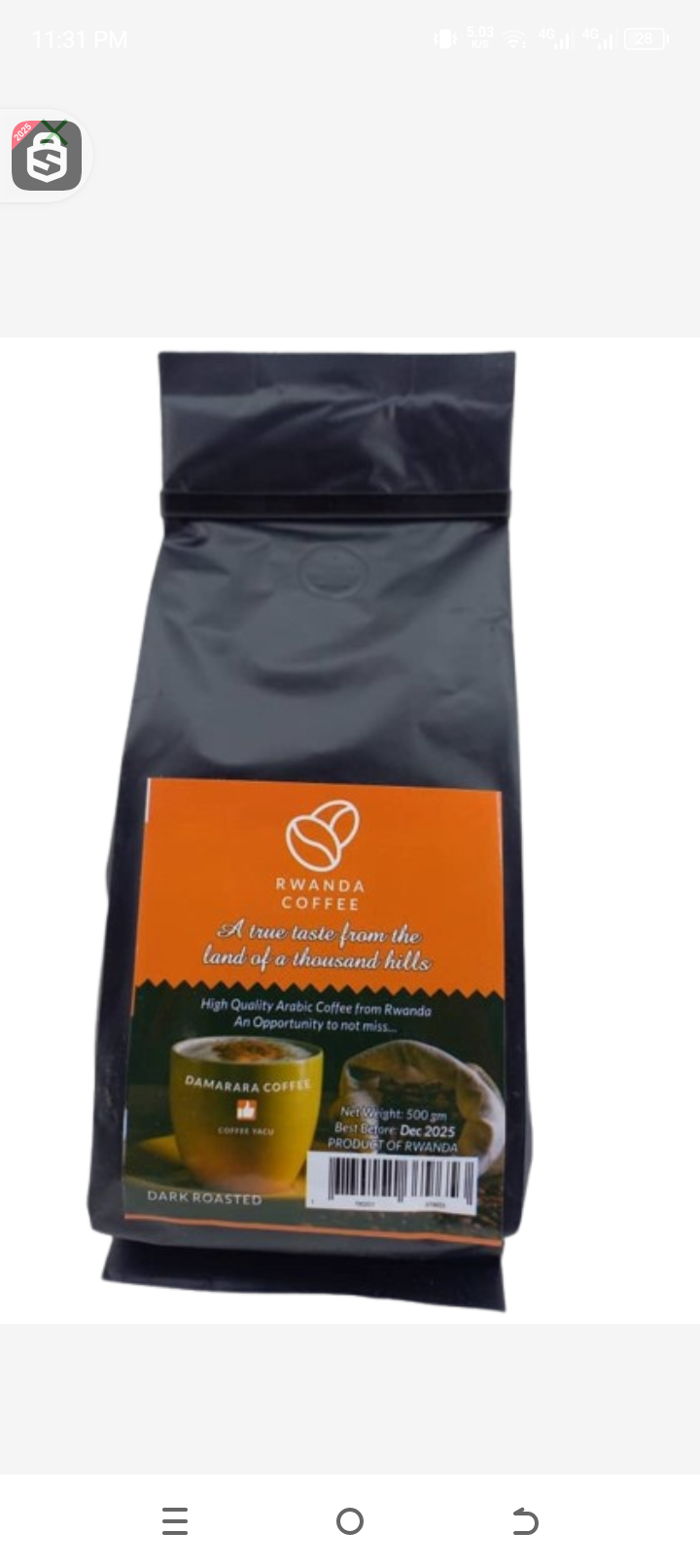 Damarara dark roasted coffee 500gr