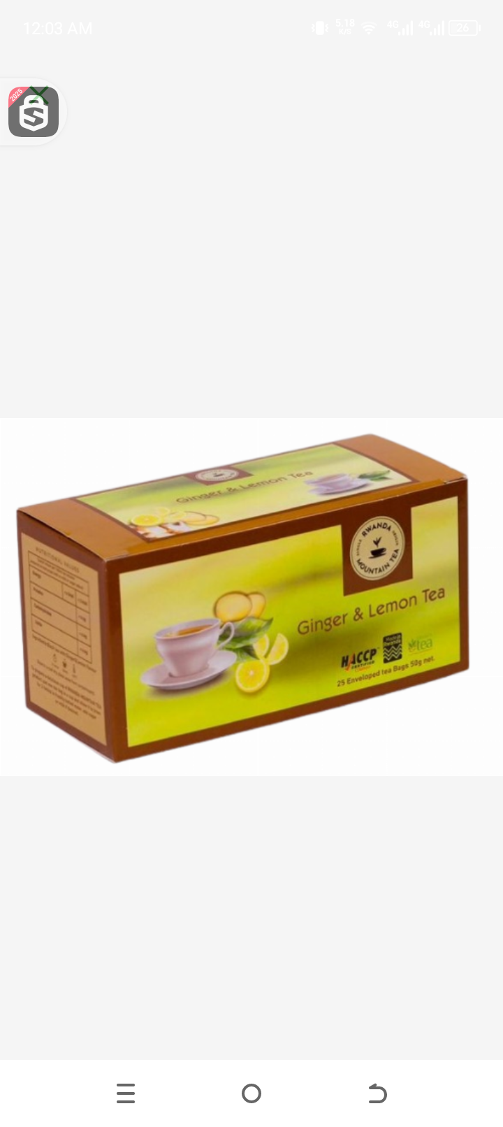 Ginger and lemon mountain  tea bags 25 envelope
