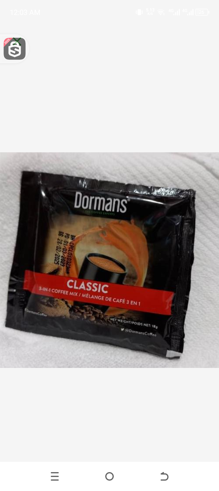 Dorman classic 3in1 coffee mix 18gr
