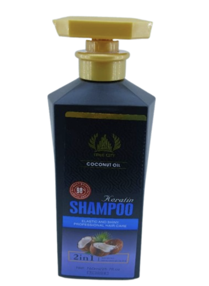 Three City coconut oil keratin Shampoo 2in1 elestic shany professionals care 760mL
