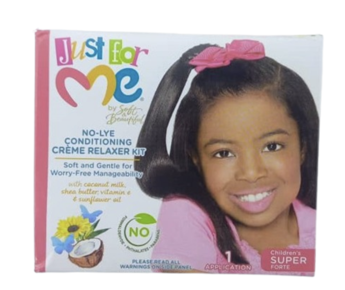 Just for me No Lye conditioning creme relaxer kit children's Super forte