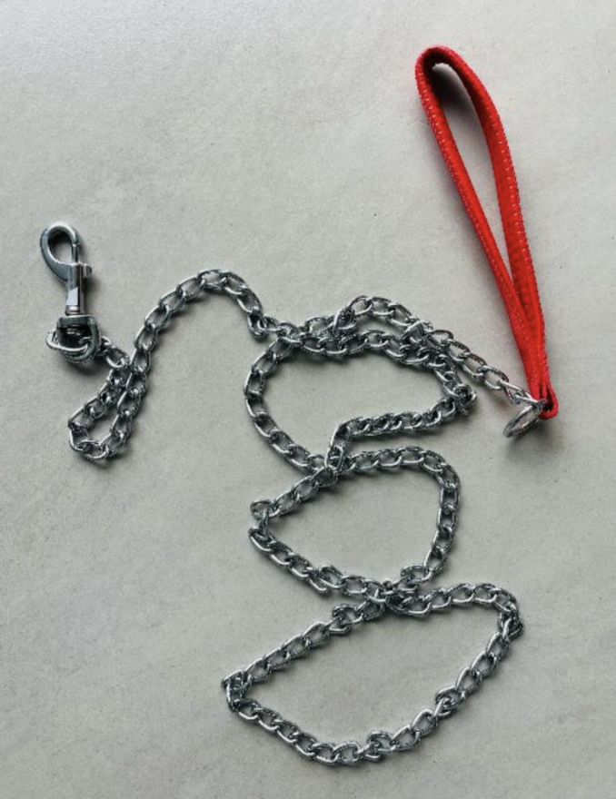 Leash chain with red handler