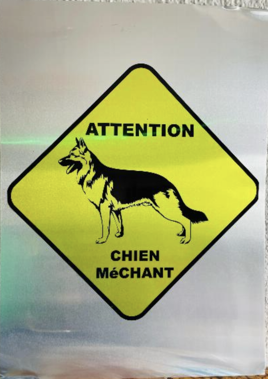 Aluminium Gate Dog Signage A3 silver
