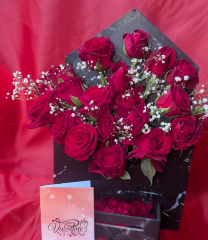 Elegant Red flower in house box