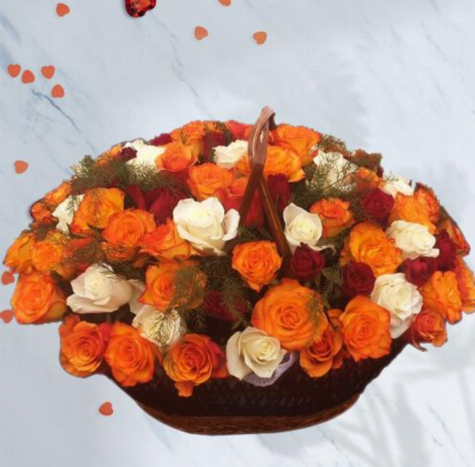 Mix Roses(golden Red and white roses) in local bouquet