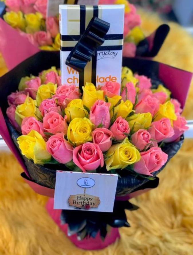Yellow and pink Roses