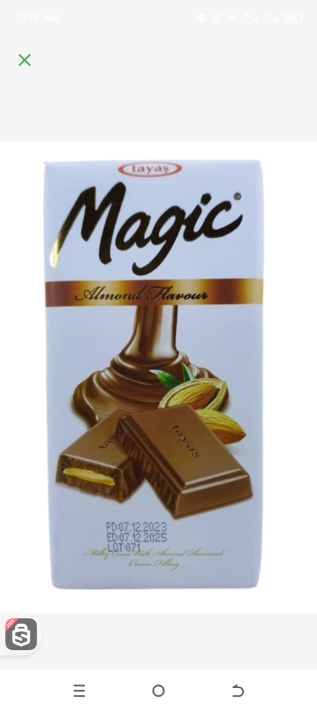 Tayas Magic Almond Flavoured Chocolate 80gr