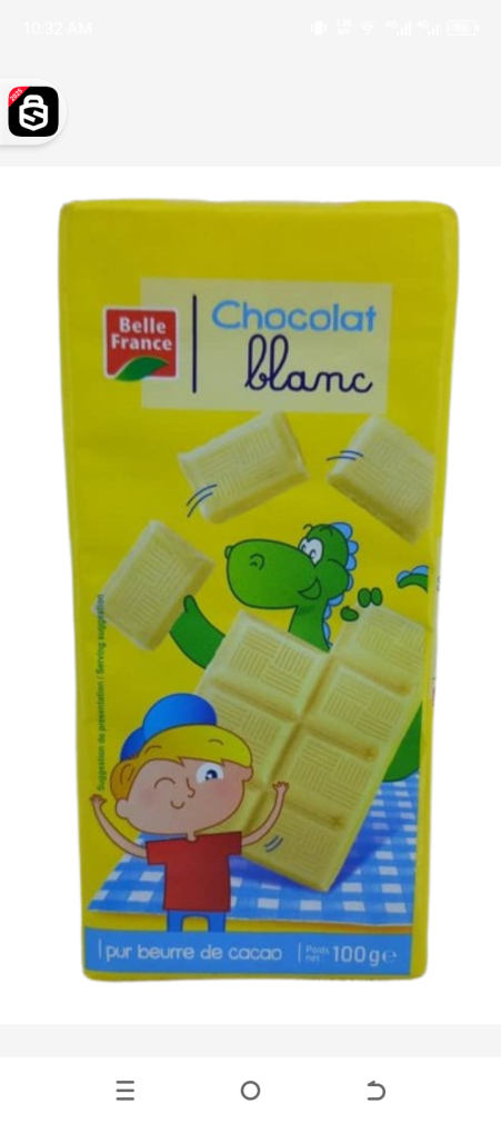 Chocolate blanc pur beurre de Cacao 100gr