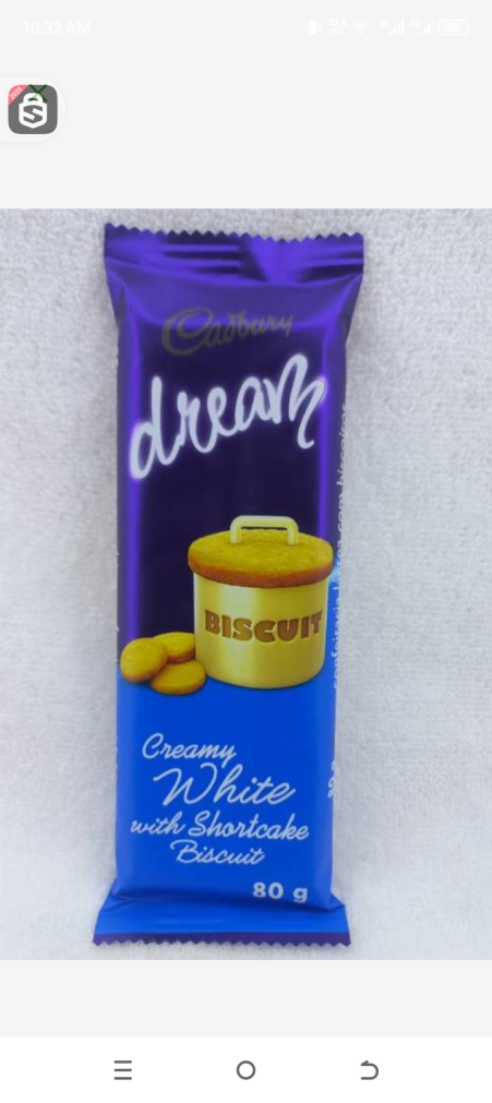 Cadbury Dream Creamy White with Shortcake Biscuit 80g