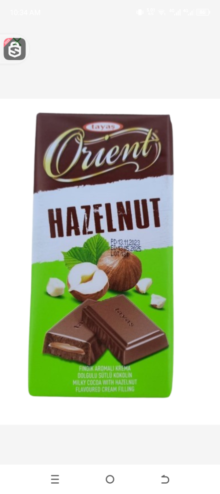 Tayas Orient Hazelnut Chocolate 80gr