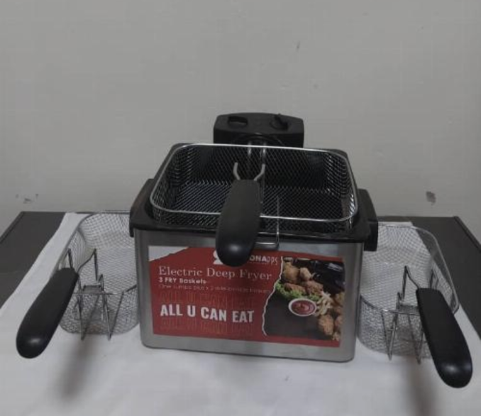 SAYONA Electric. Deep Fryer Big Size. 3 Fry Baskets (1 Jumbo Plus x 2 Side - by - Side Baskets