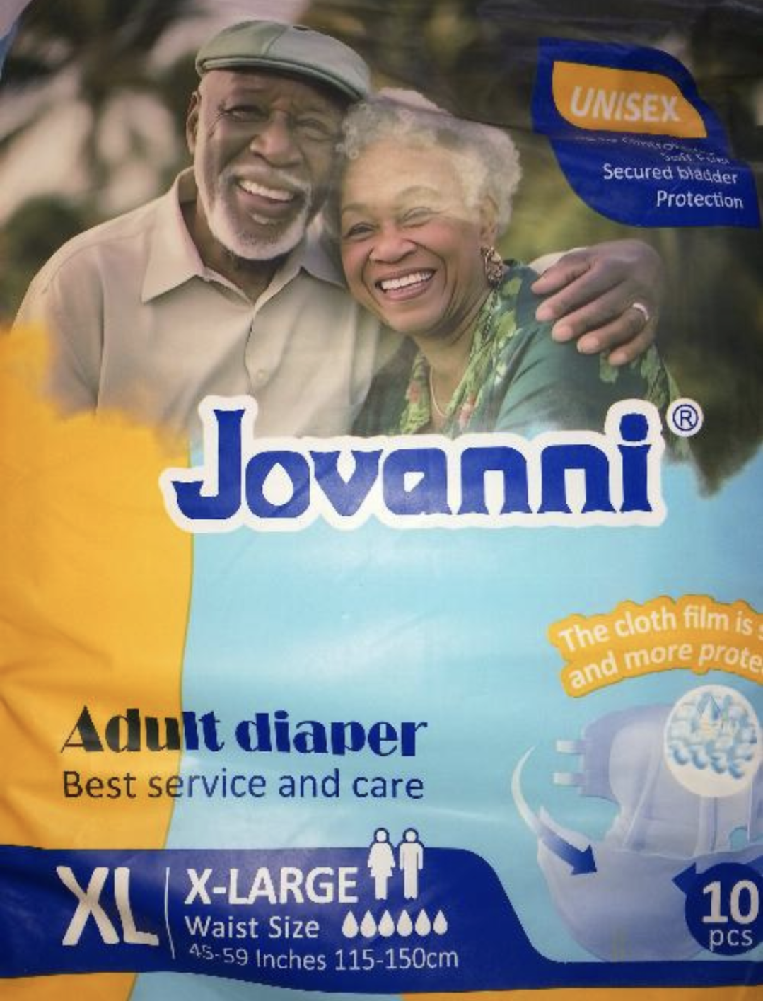 Jovanni Adult Diaper (10pcs)
XL (45-59 inches 115-150cm)