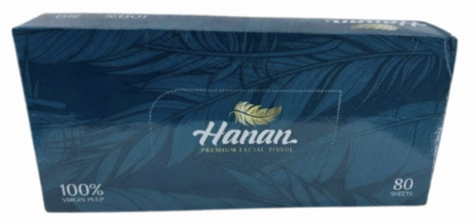 Hanan Premium Soft White Facial Tissue 80sheets GREEN
RWF1,800