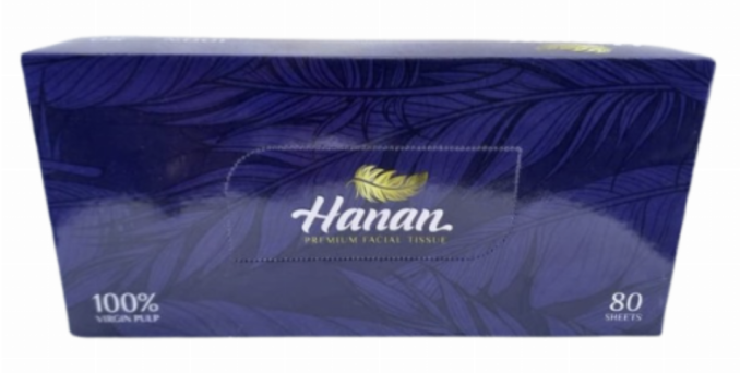 Hanan Premium Facial Tissue 100% Virgin 80 sheets BLUE