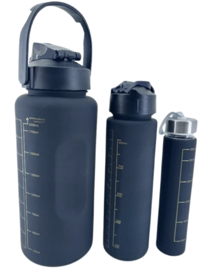 Black 3in1 Water Bottle 2000ml there are 3pcs of bottles in one bottle