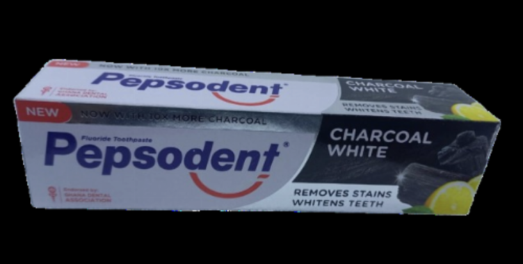 Pepsodent Charcoal White 130gr 
Removes Stains Whitens Teeth.