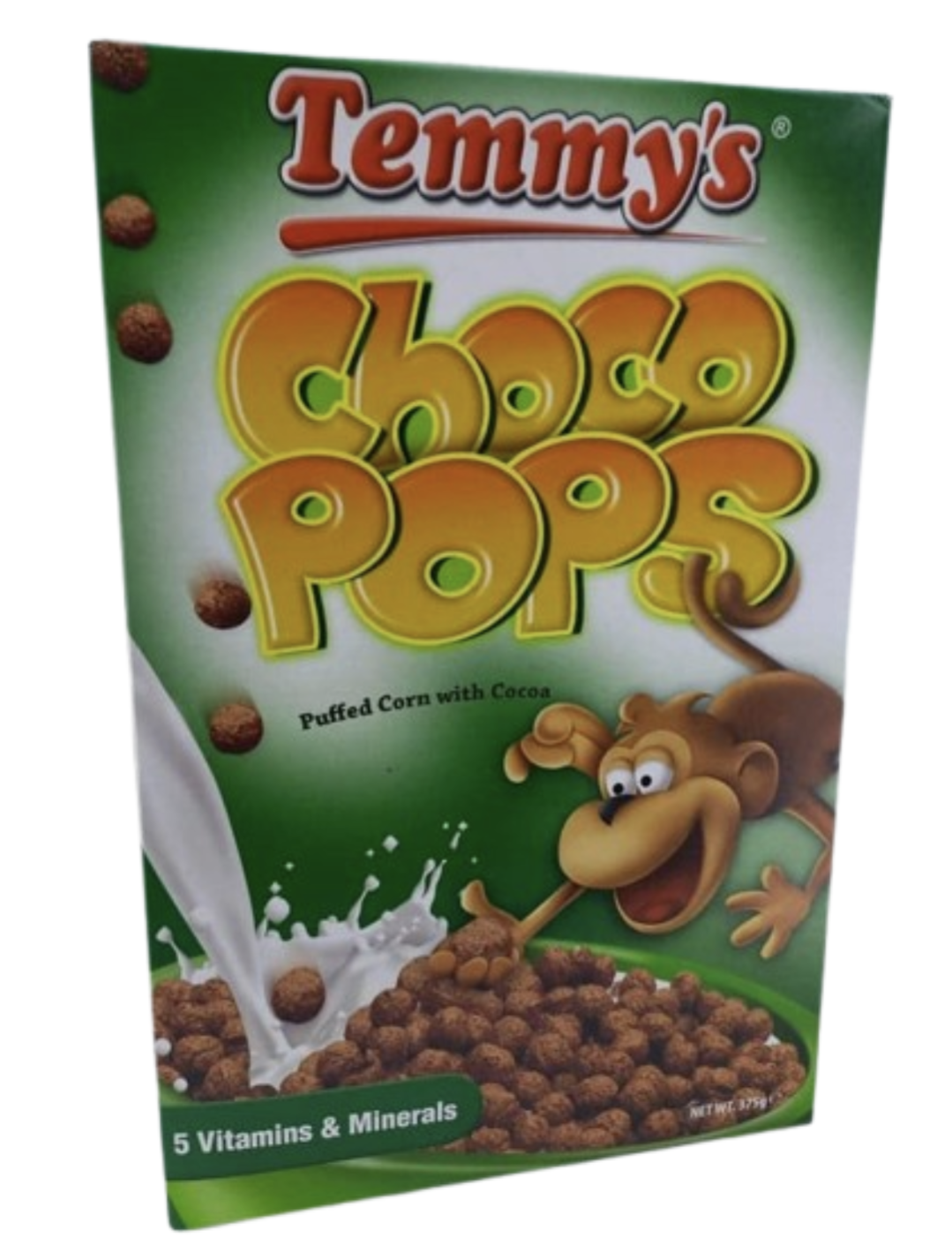 Temmy's Natural Ingredients CHOCO POPS Puffed Corn with Cocoa 375gr
 Temmy's Honey Pops are Puffed Corn with Choco.