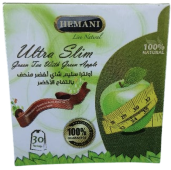 HERMANI 100% Natural Ultra Slim Green Tea with Green Apple 30Teabags
