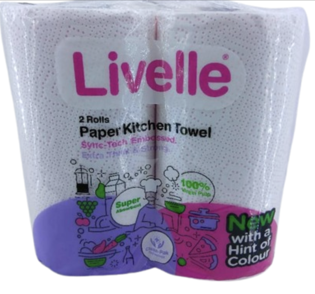 Livelle 2 Rolls Ppaer Kitchen Towel with a Hint of Colour