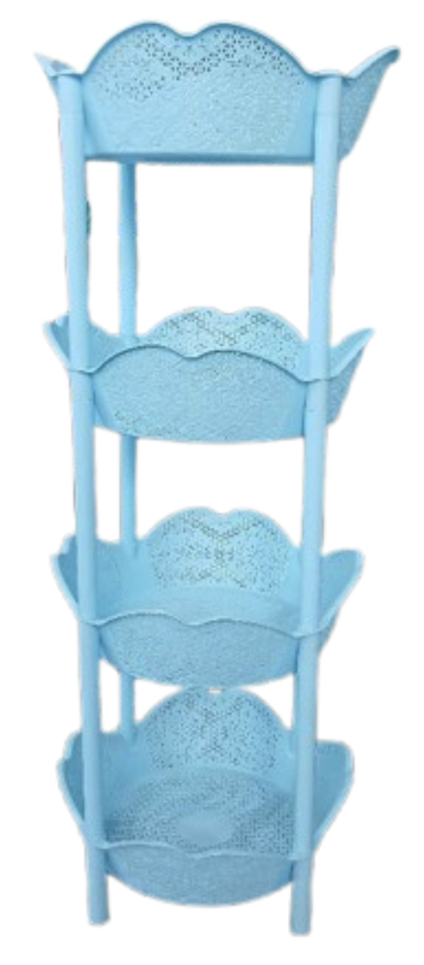 4 Steps Blue Round Shape Multi-Layer Rack Premium Plastic Kitchen Rack Basket
