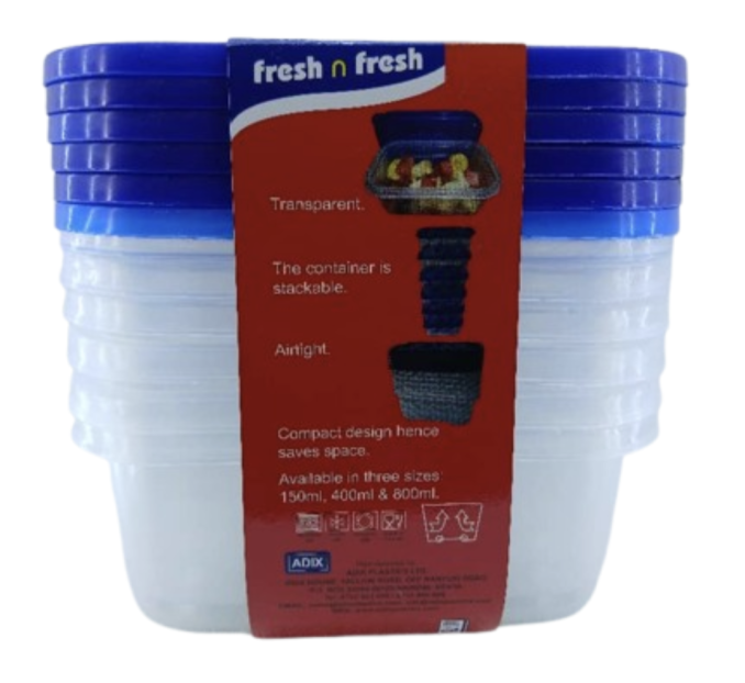 fresh n fresh rectangular container 800ml 6pcs